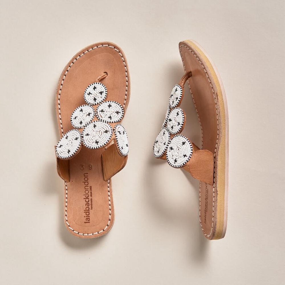 Laidback London handmade white sandals- size 37 (7) NEW in box.